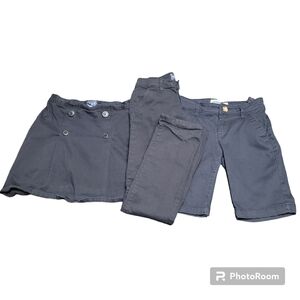 Girls Black School 3 Uniform Bottoms Bermuda Shorts Skort And Pants Size 10
